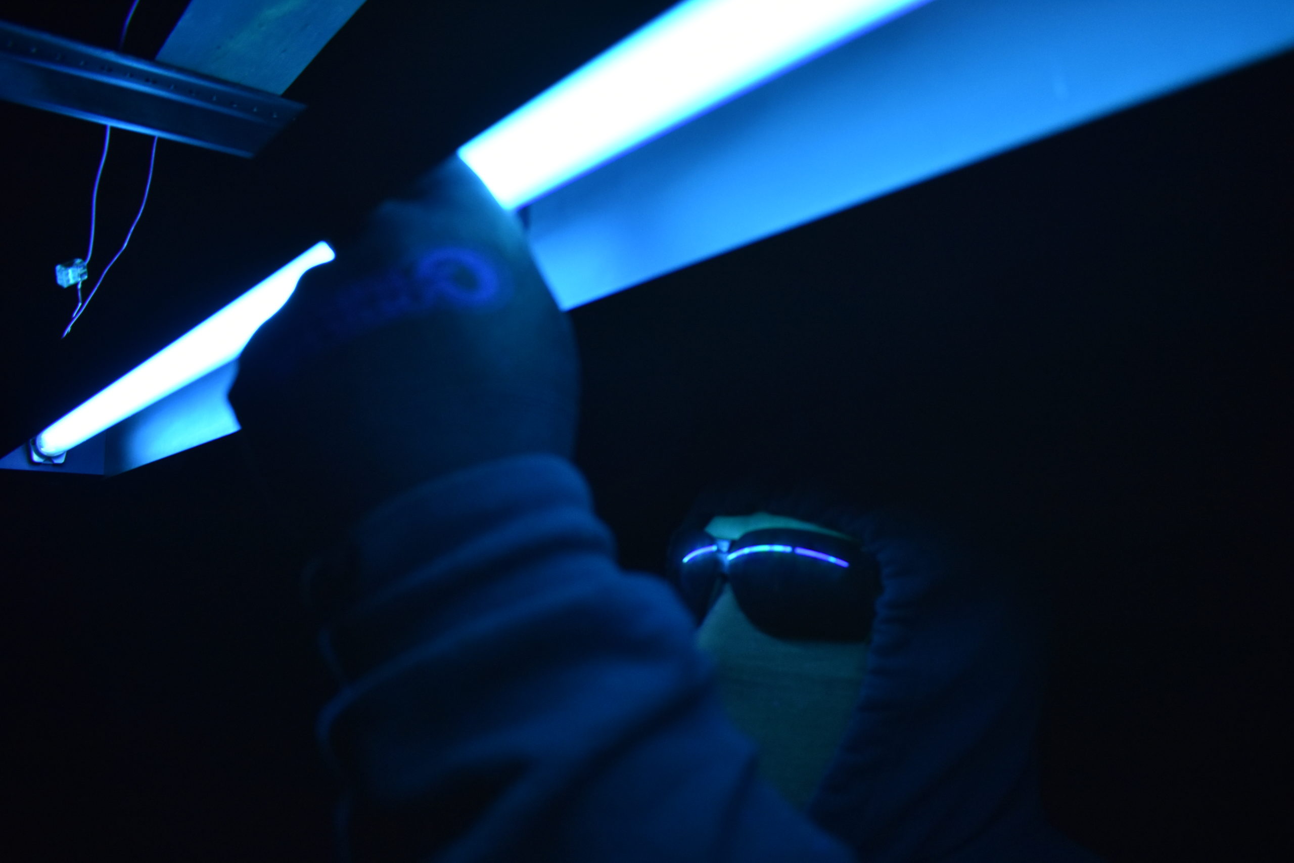 Lab technician measuring a UV-C luminaire for distribution and spectral quantities